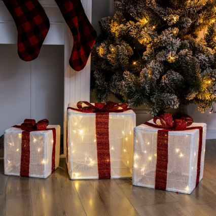 Brilagi - Set of 3 Outdoor LED Christmas Decorations LED/2.6W/3xAA IP44 Gifts