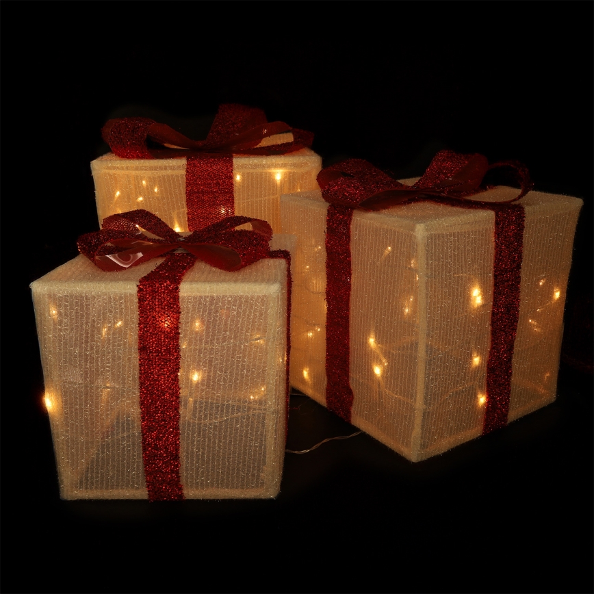 Brilagi - Set of 3 Outdoor LED Christmas Decorations LED/2.6W/3xAA IP44 Gifts
