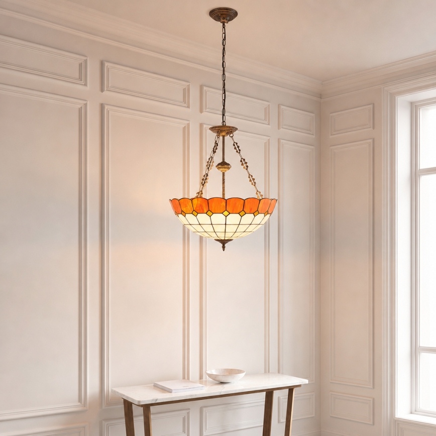 Brilagi - SIENNA Tiffany stained-glass chain-hung chandelier 3x E27/60W/230V Ø 50 cm