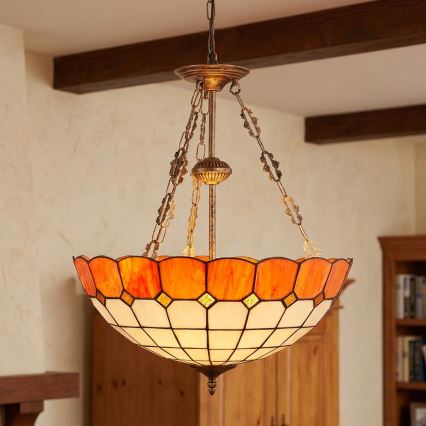 Brilagi - SIENNA Tiffany stained-glass chain-hung chandelier 3x E27/60W/230V Ø 50 cm