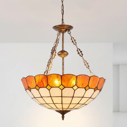 Brilagi - SIENNA Tiffany stained-glass chain-hung chandelier 3x E27/60W/230V Ø 50 cm