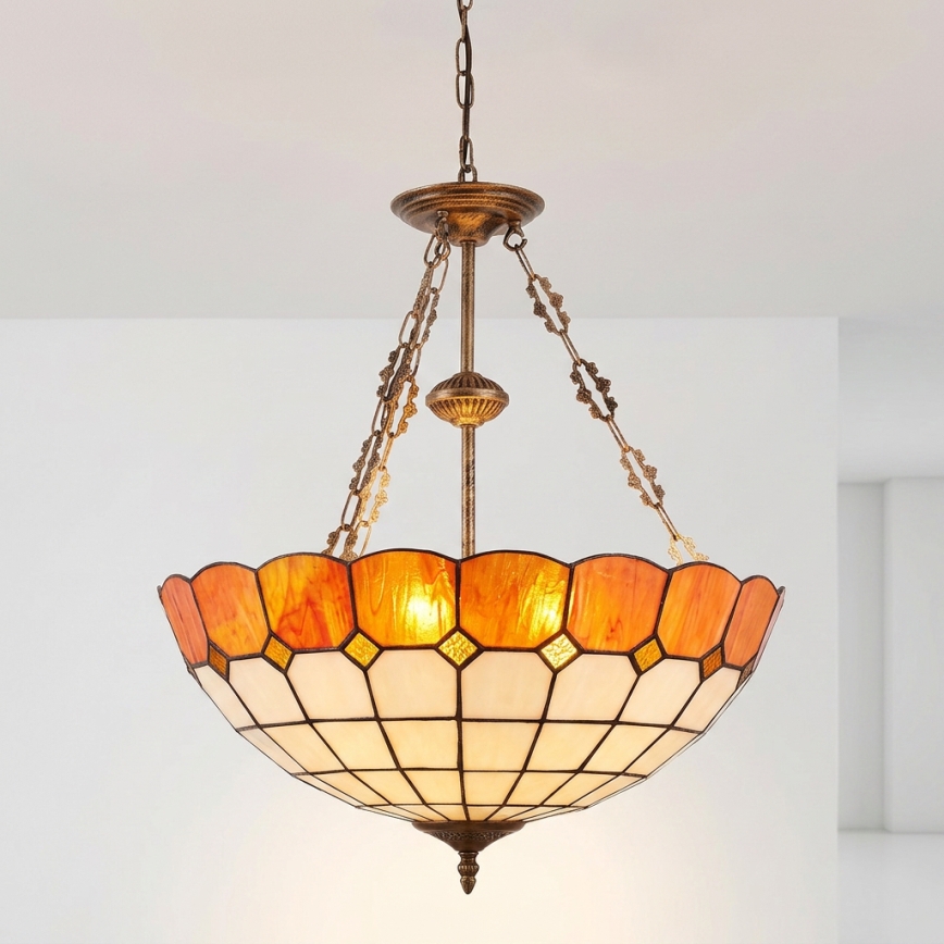 Brilagi - SIENNA Tiffany stained-glass chain-hung chandelier 3x E27/60W/230V Ø 50 cm