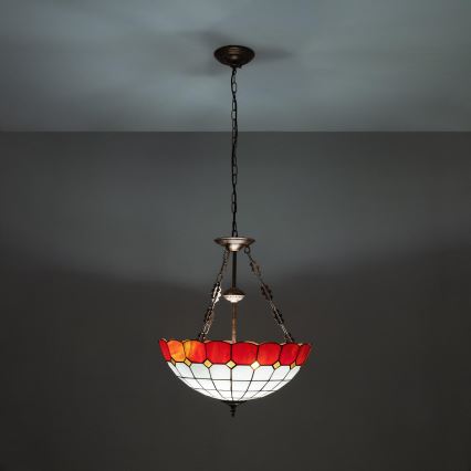 Brilagi - SIENNA Tiffany stained-glass chain-hung chandelier 3x E27/60W/230V Ø 50 cm