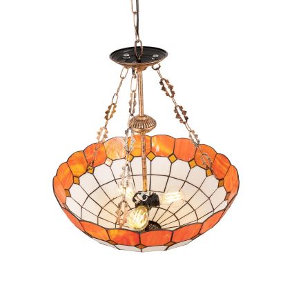 Brilagi - SIENNA Tiffany stained-glass chain-hung chandelier 3x E27/60W/230V Ø 50 cm