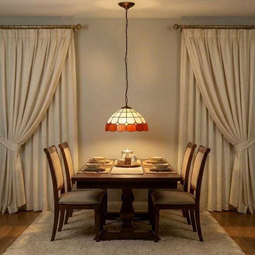 Brilagi - SIENNA Tiffany stained-glass chandelier on chain, 1xE27/60W/230V, diameter 40 cm