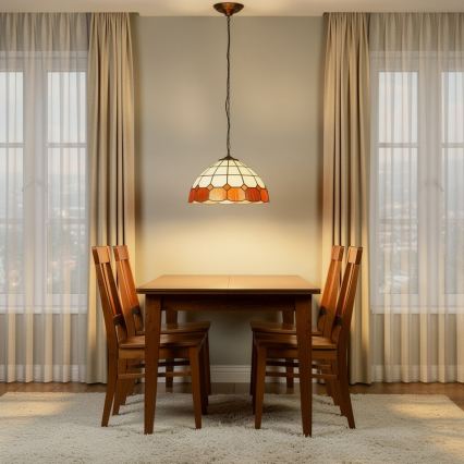 Brilagi - SIENNA Tiffany stained-glass chandelier on chain, 1xE27/60W/230V, diameter 40 cm