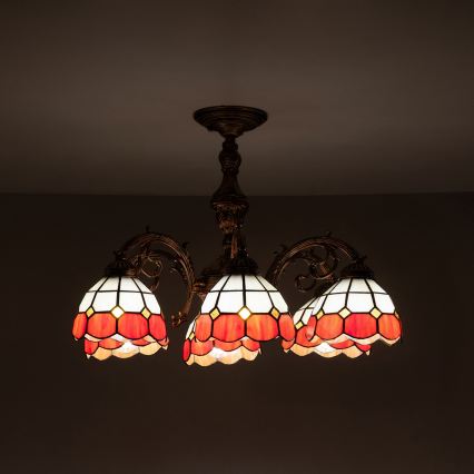 Brilagi - SIENNA Tiffany stained-glass flush-mount chandelier 6xE27/60W/230V Ø 60 cm