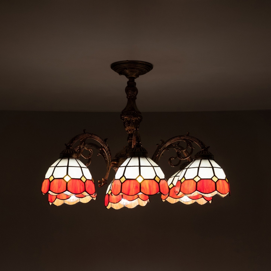 Brilagi - SIENNA Tiffany stained-glass flush-mount chandelier 6xE27/60W/230V Ø 60 cm