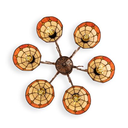 Brilagi - SIENNA Tiffany stained-glass flush-mount chandelier 6xE27/60W/230V Ø 60 cm