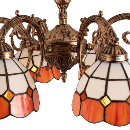 Brilagi - SIENNA Tiffany stained-glass flush-mount chandelier 6xE27/60W/230V Ø 60 cm