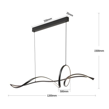Brilagi - SIGNATURE Dimmable LED Cable Pendant Light LED/55W/230V 3000-6000K 120x23 cm Black + Remote Control