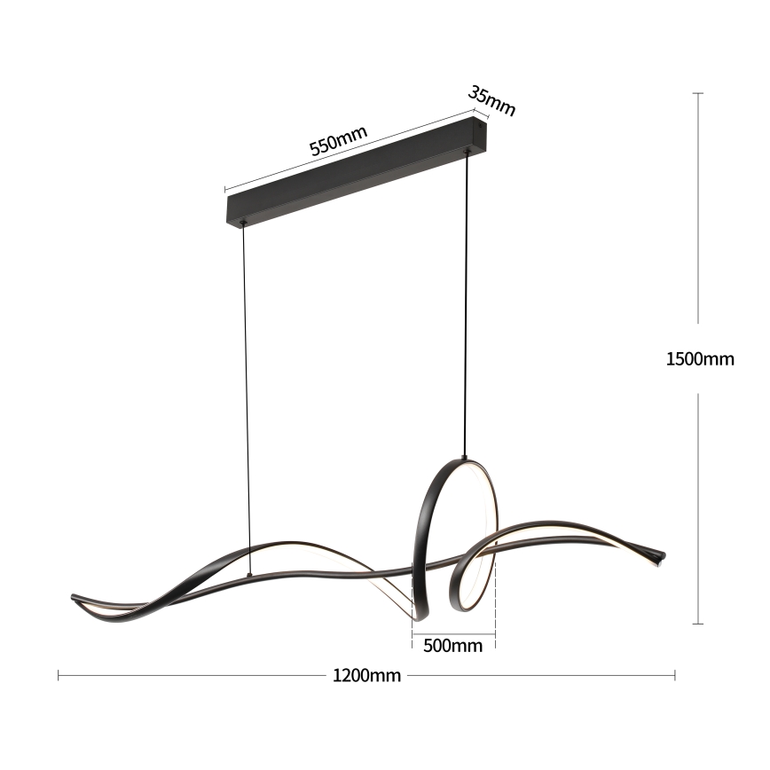 Brilagi - SIGNATURE Dimmable LED Cable Pendant Light LED/55W/230V 3000-6000K 120x23 cm Black + Remote Control