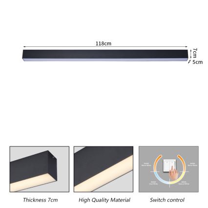 Brilagi - SLEEKLINE LED Bathroom Ceiling Light LED/40W/230V 3000/4500/6000K Black IP44
