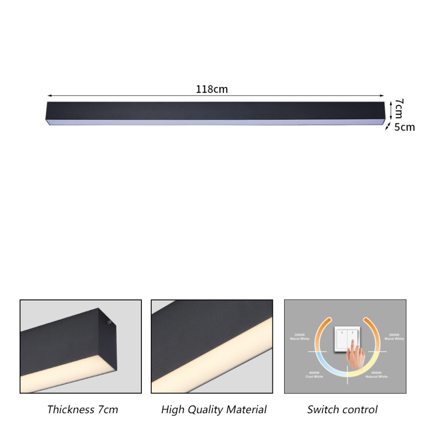 Brilagi - SLEEKLINE LED Bathroom Ceiling Light LED/40W/230V 3000/4500/6000K Black IP44