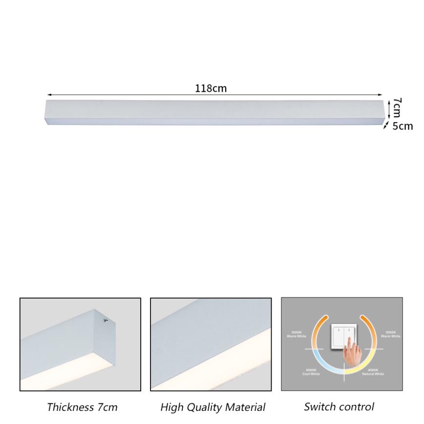 Brilagi - SLEEKLINE LED Bathroom Ceiling Light LED/40W/230V 3000/4500/6000K Silver IP44