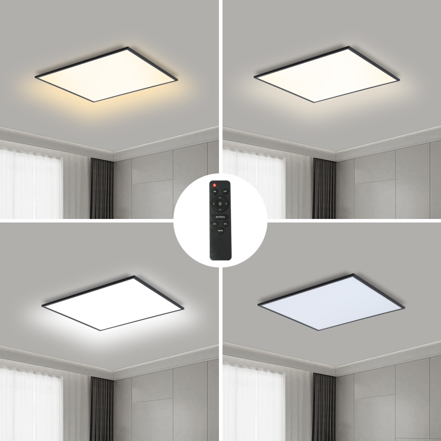 Brilagi - SLIMFRAME LED Dimmable Ceiling Light 36W/230V 45x45 cm 3000-6000K Black + Remote Control