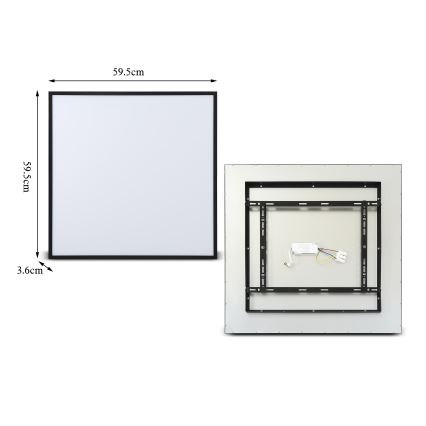 BRILAGI - LED Dimmable Ceiling Light SLIMFRAME LED/58W/230V 60x60 cm 3000-6000K Black + Remote Control