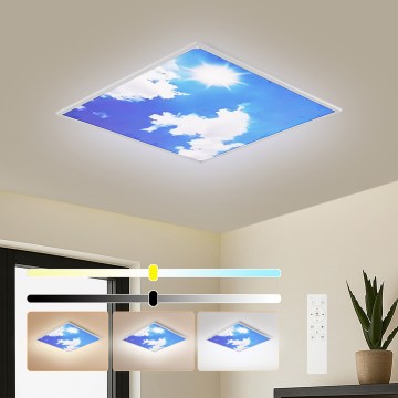 Brilagi - SLIMFRAME SKY Dimmable LED Ceiling Light 58W/230V 60x60 cm 3000-6000K Silver/Blue + Remote Control