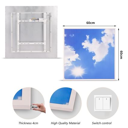 Brilagi - SLIMFRAME SKY LED Ceiling Light LED/58W/230V 60x60 cm Silver/Blue