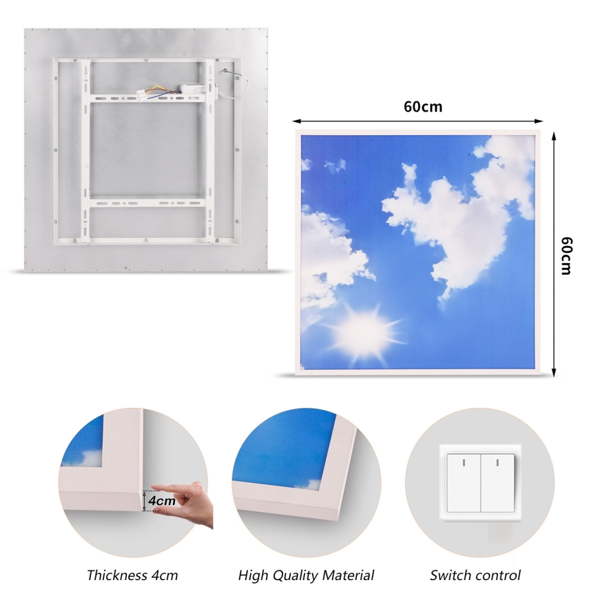 Brilagi - SLIMFRAME SKY LED Ceiling Light LED/58W/230V 60x60 cm Silver/Blue