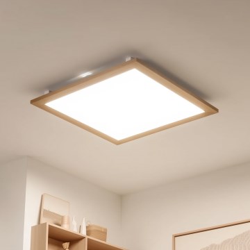 Brilagi - SLIMFRAME WOOD Dimmable LED Ceiling Light, 58W/230V, 64x64 cm, Tunable White 3000–6000K, Brown + Remote Control