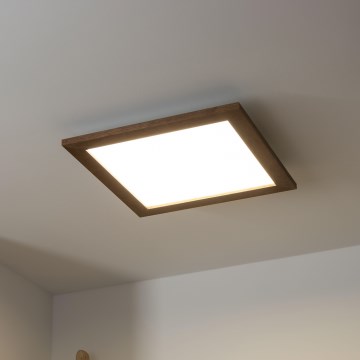 Brilagi - SLIMFRAME WOOD Dimmable LED Ceiling Light LED/36W/230V 49.5x49.5 cm 3000-6000K Dark Brown + Remote Control