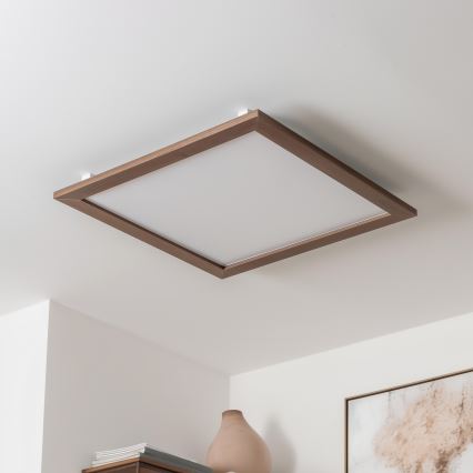 Brilagi - LED Dimmable Ceiling Light SLIMFRAME WOOD LED/58W/230V 64x64 cm 3000-6000K Dark Brown + Remote Control
