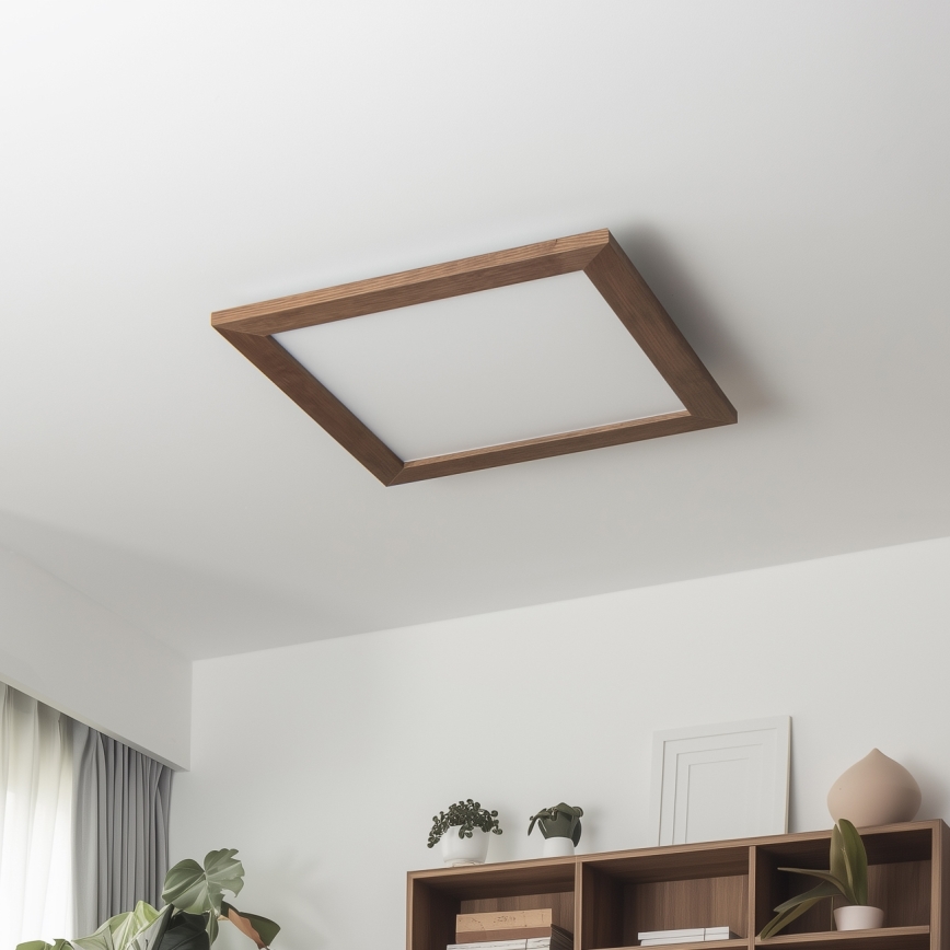 Brilagi - SLIMFRAME WOOD Dimmable LED Ceiling Light LED/36W/230V 49.5x49.5 cm 3000-6000K Dark Brown + Remote Control