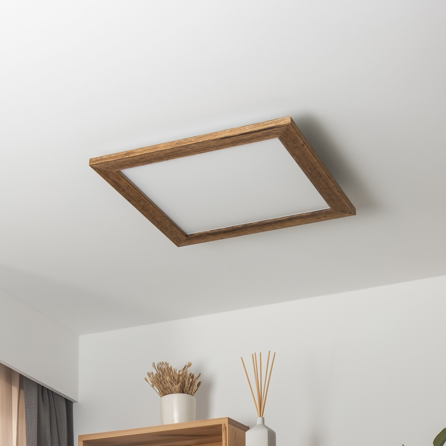 Brilagi - LED Dimmable Ceiling Light SLIMFRAME WOOD LED/36W/230V 49.5 x 49.5 cm 3000-6000K Brown + Remote Control