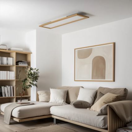 Brilagi - Dimmable LED ceiling light SLIMFRAME WOOD LED/58W/230V 124x34 cm 3000-6000K brown + remote control