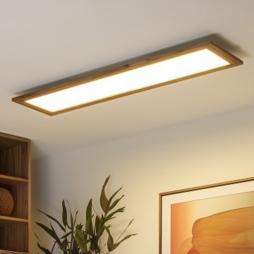 Brilagi - SLIMFRAME WOOD LED Dimmable Ceiling Light LED/58W/230V 124x33.7 cm 3000-6000K Brown + Remote Control