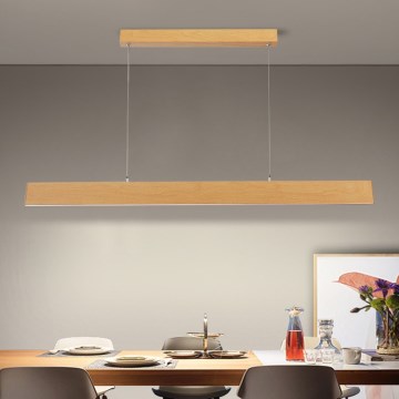 Brilagi - SLIMLINE Dimmable LED cable pendant light LED/40W/230V 3000-6000K oak finish + remote control