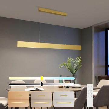 Brilagi - SLIMLINE dimmable LED pendant light on cable LED/40W/230V 3000-6000K gold + remote control