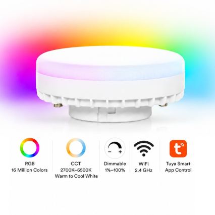 BRILAGI - LED RGB+CCT Dimmable Bathroom Recessed Spotlight SMOOTH1xGX53/14W/230V 60x82 mm 2700-6500K Wi-Fi Tuya anthracite IP54