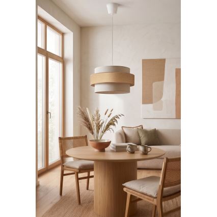Brilagi - SPACE Cable Pendant Light 1xE27/60W/230V Ø 40 cm Beige/Cream
