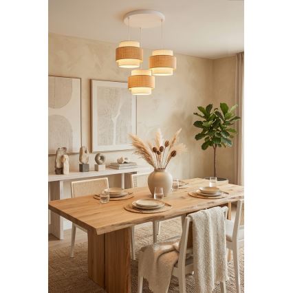 Brilagi - SPACE Cable Pendant Light 3x E27/60W/230V Ø 40 cm beige/cream