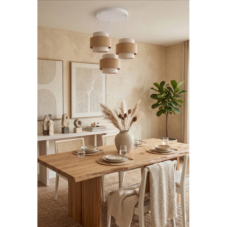 Brilagi - SPACE Cable Pendant Light 3x E27/60W/230V Ø 40 cm beige/cream
