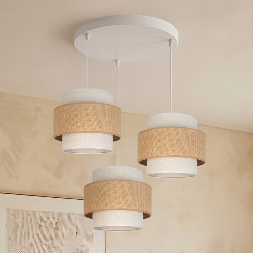 Brilagi - SPACE Cable Pendant Light 3x E27/60W/230V Ø 40 cm beige/cream