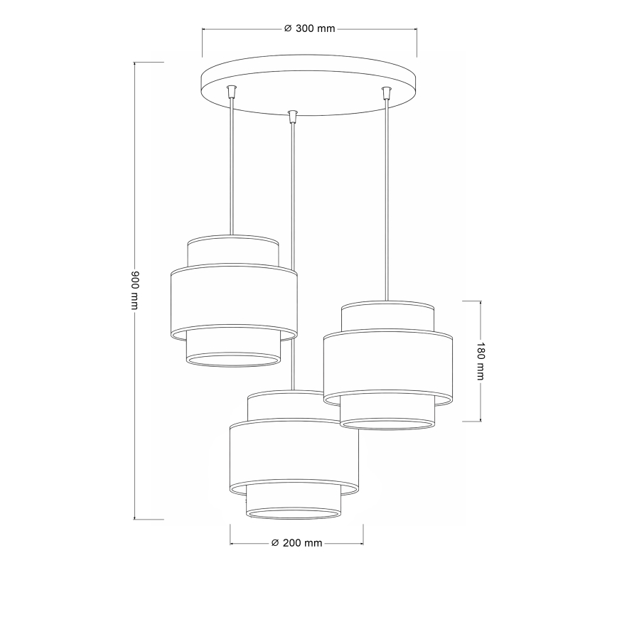 Brilagi - SPACE Cable Pendant Light 3x E27/60W/230V Ø 40 cm beige/cream