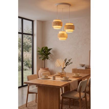 Brilagi - SPACE Cable Pendant Light, 3× E27/60W/230V, Ø 40 cm, Beige/Cream