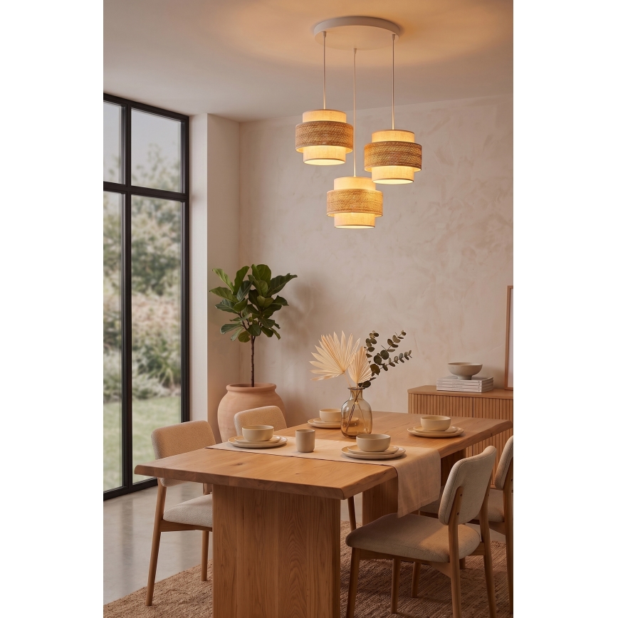 Brilagi - SPACE Cable Pendant Light, 3× E27/60W/230V, Ø 40 cm, Beige/Cream