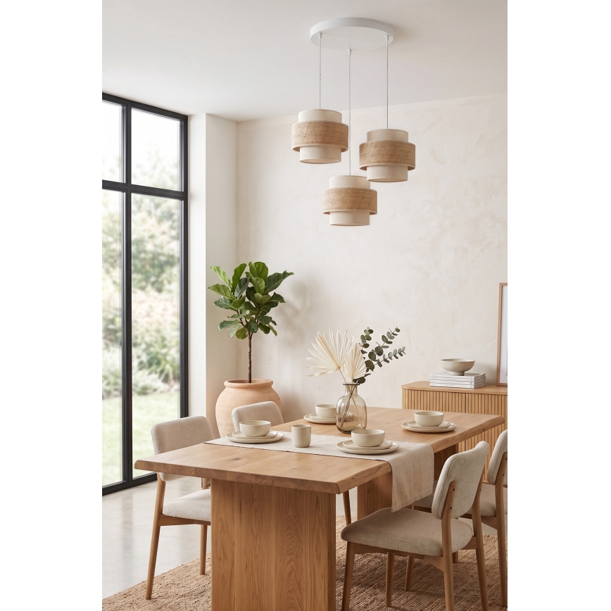 Brilagi - SPACE Cable Pendant Light, 3× E27/60W/230V, Ø 40 cm, Beige/Cream