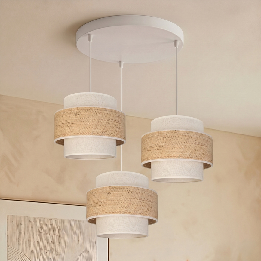 Brilagi - SPACE Cable Pendant Light, 3× E27/60W/230V, Ø 40 cm, Beige/Cream
