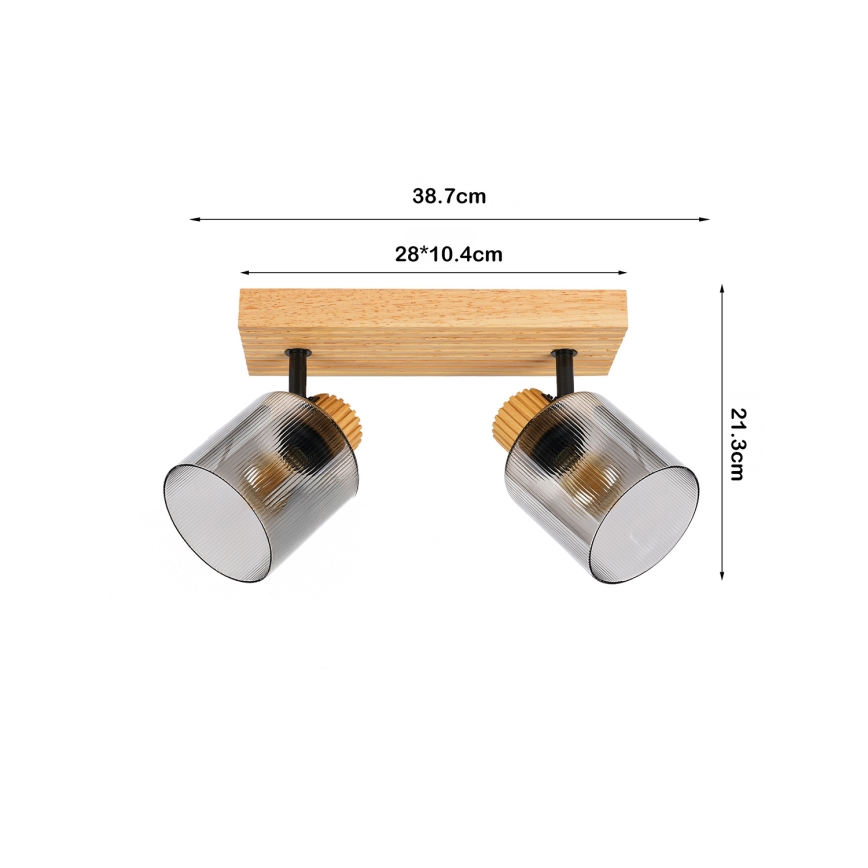 Brilagi - Spotlight HYGGE 2xE14/15W/230V rubberwood/smoked