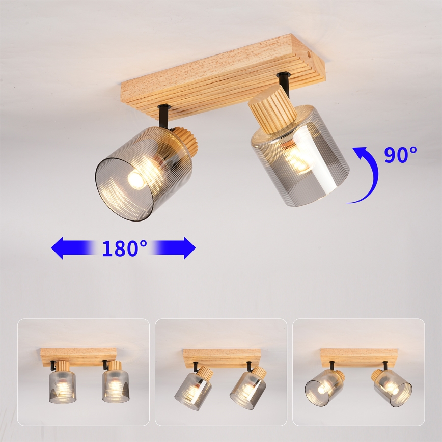 Brilagi - Spotlight HYGGE 2xE14/15W/230V wood/smoked