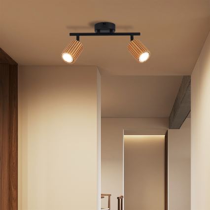 Brilagi - Spotlight MODERN WOOD 2xGU10/8W/230V wood/black
