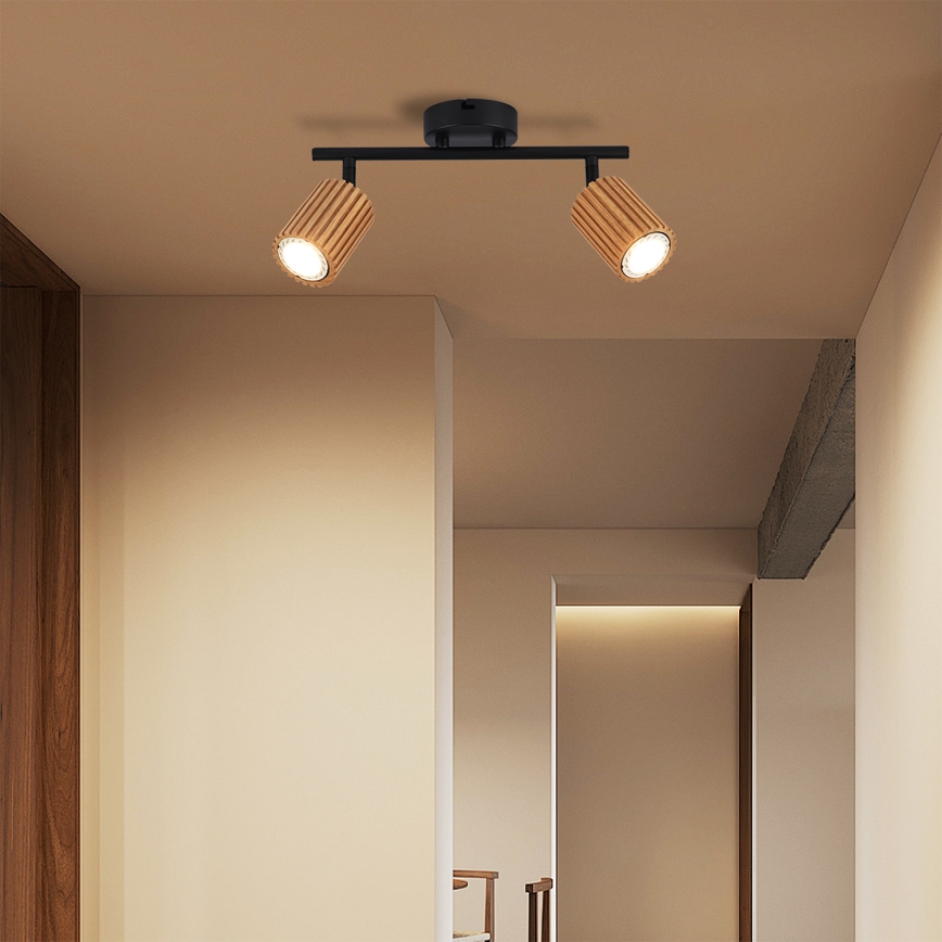 Brilagi - Spotlight MODERN WOOD 2xGU10/8W/230V wood/black