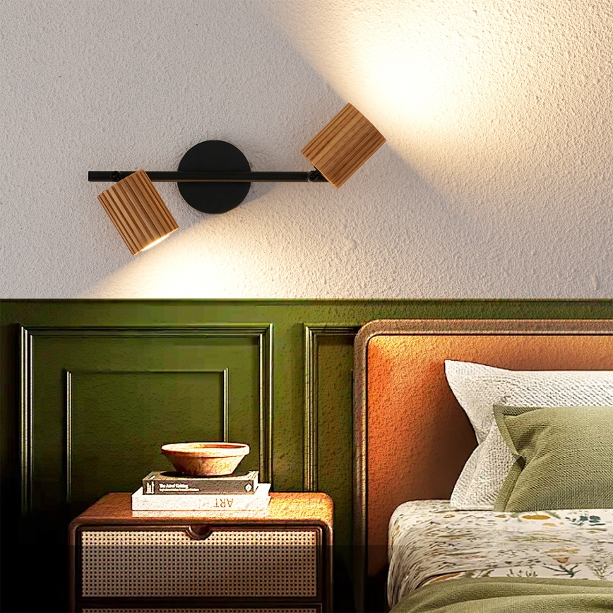 Brilagi - Spotlight MODERN WOOD 2xGU10/8W/230V wood/black
