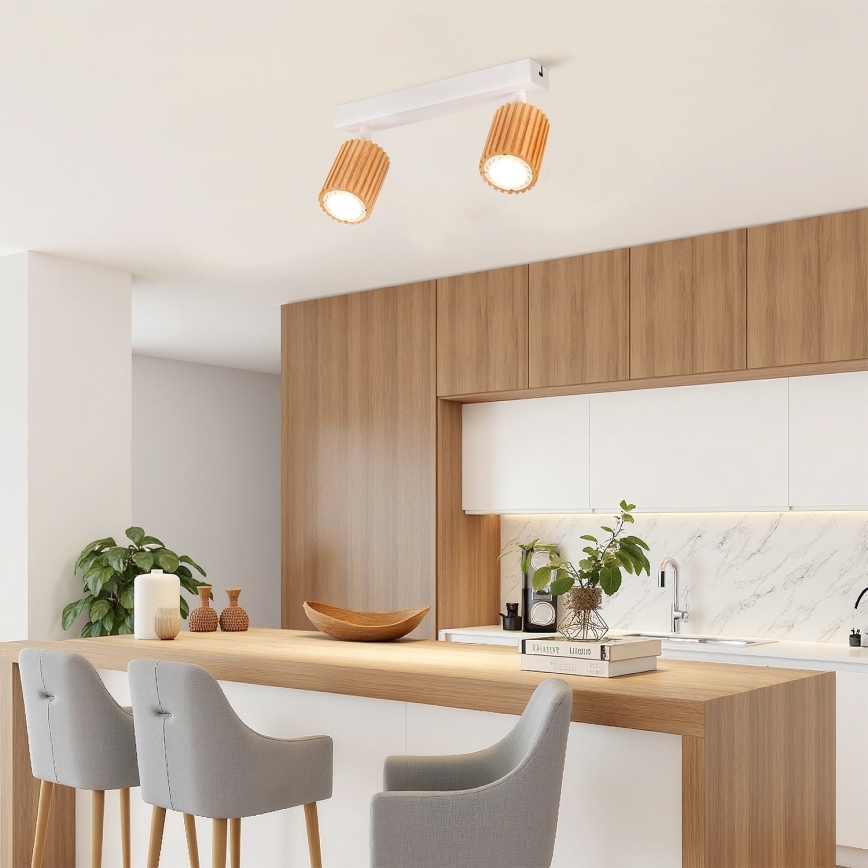 Brilagi - Spotlight MODERN WOOD 2xGU10/8W/230V wood/white