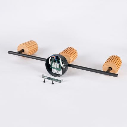 Brilagi - Spotlight MODERN WOOD 3xGU10/8W/230V rubberwood/black